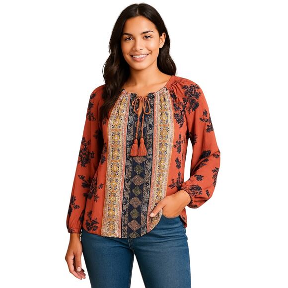 Mason & Belle Boho Floral Peasant Festival Top – Size Large - Picture 1 of 6